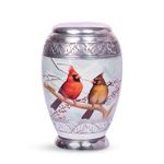 HLC Beautiful Cardinal Couple Bird Cremation Large Urn for Human Ashes - Handcrafted - Affordable Urn for Ashes (Adult (200 lbs) – 10.5 x 6 “, Urn)
