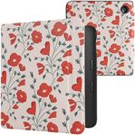 kwmobile Case Compatible with Kobo Libra 2 Case - eReader Cover - Poppy Red/Green/Beige