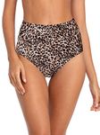 RELLECIGA Women's Leopard High Waisted Tummy Control Bikini Bottom Size X-Large