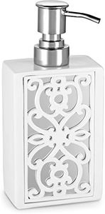 Creative Scents Mirror Janette White Hand Soap Dispenser for Bathroom - Mirrored Bathroom soap Dispenser for Countertop - Decorative Lotion Dispenser with Durable Metal Pump