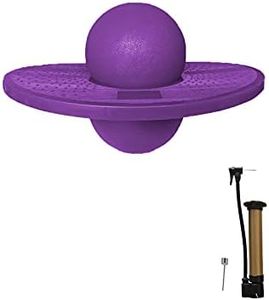 FURTHERNEXT Pogo Ball Bounce skip it Stand with Trick Board & Ball Pump, Pogo Jumper Toy by Air Kicks for Kids Ages 6 & Up and Adults, Great Gift for Kids (Purple)