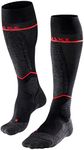 FALKE Womens SK4 Energizing Light Skiing Socks, Merino Wool, Black (Black-Mix 3010), US 6.5-7.5 (EU 37-38 Ι UK 4-5), 1 Pair