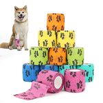 SlowTon Pet Self Adhesive Bandage, Pet Vet Wrap Tape Waterproof Non-Woven Cohesive Gauze Rolls for Dog Cat Animals, First Aid Wrap for Wrist Healing Ankle Sprain & Swelling, 2" x 5 Yards(12 Rolls)