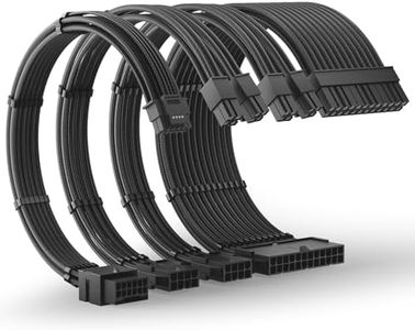 AsiaHorse 12VHPWR PSU Extension Cable Kit for RTX 50/40 Series, 16AWG Pcie 5.0 Cable Extension Kit Soft Braided 16PIN to 16PIN Cable Kit, 24pin ATX /4+4pin EPS /12+4pin 30CM