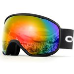 Odoland Ski Goggles - OTG Snowboard Goggles for Men and Women - Anti-Fog UV400 Protection and Helmet Compatible, Black Frame Red Lens