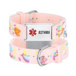 LinnaLove Medical Alert Bracelets for Sons and daughters Cartoon Emergency ID bracelets with free engarving (SHEEP-ASTHMA)