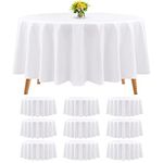 10 Packs Premium Round Tablecloth 90 Inch White Polyester Table Cloth Bulk Washable Polyester Fabric Tablecloths Table Cover for Wedding Party Banquet Buffet Table Holiday Dinner (White, 90 Inch)