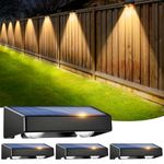 sununiny Solar Fence Lights Outdoor Garden,4 Pack RGB Solar Wall Lights Outdoor IP65 Waterproof,9 Colors 11 Modes Bright Fence Lights Solar Powered for Outside Backyard,Pathway,Garden