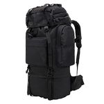TianYaOutDoor 65L Tactical Backpack with Internal Frame and Rain Cover Waterproof Rucksack for Camping Hiking Travel Outdoor, Black, X-Large, Rucksack Backpacks