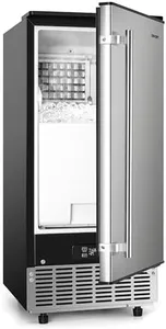 EUHOMY 15" W Commercial Under Counter Ice Maker Machine, 90 Lb/Day Auto-Cleaning & 24H Timer, Gravity Drainage,Stainless Steel Built-in Freestanding Ice Maker, 24 Lb Bin, Ideal for Commercial & Home