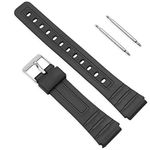 OcioDual Watch Band Replacement Strap Compatible with Casio F91W F-91W Black Resin Wrist Watchstrap with Pins Metal Buckle TPU Silicone Watch Replacement Universal Strap