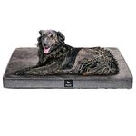 Doggo Extra Large Dog Bed Washable - Orthopedic Dog Bed and Memory Foam Mattress Mat for Dog Crate with Removable Washable Plush Cover and Waterproof Inner Lining, Grey, 105cm X 68cm X 7cm (XL)