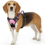 Eagloo Dog Harness No Pull, Walking Pet Harness with 2 Metal Rings and Handle Adjustable Reflective Breathable Oxford Soft Vest Easy Control Front Clip Harness Outdoor for Small Dogs Pink