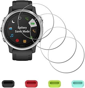 iDaPro [4 Pack] Screen Protector for Garmin fenix 6S / 6S Pro / 6S Sapphire GPS 42mm Watch + Silicone Anti-dust Plugs Tempered Glass Anti-Scratch Bubble-Free