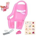 AVASTA Doll Bike Seat for Girls Bicycle with DIY Unicorn Decals, Baby Doll Bicycle Carrier, Kids Bike Accessories, Pink