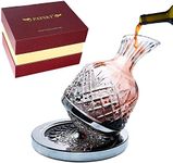 Paysky Crystal Wine Decanter Lead-Free Crystal Glass, 360 Degree Spinning, 1.5L Red Wine Aerator Great Gift Box, Wine Accessories