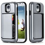 cadorabo - TPU Silicone Hard Cover for > Samsung Galaxy S4 < Hybrid Case in Outdoor Heavy Duty Design with Card Slot – Bumper Skin Protection in ARMOR-SILVER