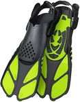 Amazqi Swim Fins:Snorkel Fins Travel Short Adjustable for Snorkeling Diving Sport Fins Open Heel Rubber Scuba Lap Sizes to Fit Men, Women and Kids (Limegreen, ML/XL（Adult US Size 9-13）)