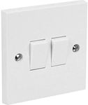 Invero 2 Gang 2 Way Electric Wall Light Switch White Rocker Standard Square 10 Amp