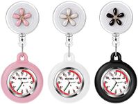 AGEN KGEN 3X Retractable Nurse Watch for Nurses Doctors, Clip-on Hanging Lapel Nurse Watch Silicone Cover Brooch Fob Pocket Watch Badge Reel (3 Pack)