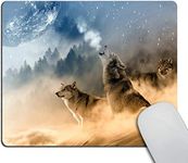 Wasach Gaming Mouse Pad Custom,The Wolf and The Moon Mousepad Non-Slip Rubber Gaming Mouse Pad Rectangle Mouse Pads for Computers Laptop