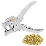 Kurtzy Eyelet Hole Punch Pliers Kit with 100 Eyelets - 16cm/6.3 Inch Leather Belt Grommet Tool - 7.2mm Gold Metal Grommets - Plier Puncher Set for Fabric, Clothes, Shoes, Bags and Crafts