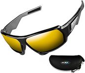 FLEX Stealth – Polarized Sports Sunglasses for Men or Women, Tough TR90 Frame and 100% UV protection lens, Sunglasses for Cycling Driving Fishing Ski Running Baseball Golf Biking (Mirrored Gold)
