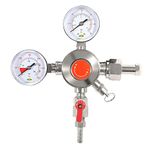 TerraBloom CO2 Keg Pressure Regulator for Draft Beer Kegerators. Dual Gauge Heavy Duty Unit with CGA-320 Inlet 0-50 PSI Working Pressure 0-3000 PSI Tank Pressure with Safety Pressure Relief Valve