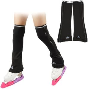 SkatingSpirit Ice Figure Skating Leg Warmer (1 pair), Zip-on Zip-Off, Non-Slip Cuff Band, Fleece Lined Thermal Fabric, Black