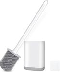 Homedics-Toilet Brush and Holder Set for Bathroom, Flexible Toilet Cleaning Bowl Brush Head with Silicone Bristles, Compact Size for Storage and Organization (1,Multy Colour Simple)