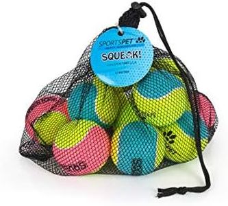 SPORTSPET Squeak Tennis Balls for Dogs - Bright Pink, Blue for Medium and Large Dog Breeds - Fits Most Ball Throwers (12 Pack)