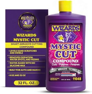 Wizards Mystic Cut Smart Abrasive for Auto Detailing Supplies - No Mess Scratch Remover for Vehicles - Water Based Cutting Compound - Removes Swirls, Defects, Fading, Water Spots - 32 oz