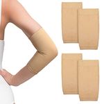 2 Pairs Full Forearm Tattoo Cover Up Compression Sleeves Band Concealer Support Compression UV Arm Sleeves for Women Men(Nude,7.1 x 3.9 Inch)