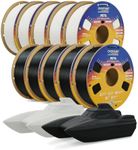 OVERTURE 10KG Bundle PETG 3D Printer Filament 1.75mm, Neatly Wound Durable PETG 10kg Spool (22.2lbs), Strong Toughness Filament, Fit Most FDM Printers (Black*5+White*5)