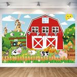 CheeseandU Farm Red Barn Backdrop Cartoon Red Farm Animals Party Backdrop Large Farm Photography Backdrop Decor for Fam Birthday Baby Shower Party Decoration Supplies