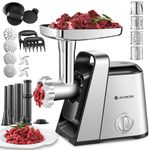AAOBOSI #8 Meat Grinder, 6-in-1 Meat Grinder Electric [3000W Max] with 4 Slice, Shred Blades,2 Grinding Blades,4 Plates, 3 Sausage Stuffer,Kubbe Kit, Burger Press, 2 Meat Claws, for Home Kitchen Use