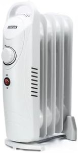 STATUS 5 Fin Oil Filled Radiator, 500W, White | Portable Electric Heater, Adjustable Thermostat, Overheat & Tip-Over Safety, Carry Handle for Home, Bedroom, Office, Caravan
