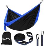 Camping Hammock, Single & Double Hammock Premium Quality Nylon with 2 Tree Straps and 2 Metal Hooks, Lightweight for Backpacking, Camping Gear for Outdoor, Backpacking, Travel, Beach, Hiking