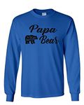 Papa Bear Long Sleeve T-Shirt for Dad Father's Day Protector of The Family Tee, Blue, XXL