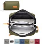 Tech Bag Organizer - Small Electronics Organizer Pouch for Travel - Premium Travel Case with Leather Accents - Mesh Pocket for Cables, Cords and Chargers, Green, S, Modern Travel with Leather Accents