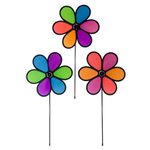 In the Breeze 10 Inch Neon Flower Spinners - 3 Pack - Colorful Wind Spinners for Your Yard and Garden