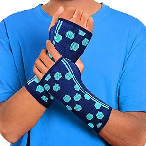 Sparthos Wrist Support Sleeves (Pair) - Medical Compression for Carpal Tunnel and Wrist Pain Relief - Wrist Brace for Men and Women (X-Large, Cobalt Blue)