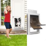 iPetba Heavy Duty Extra Large Dog Door for Door Aluminum Profile Pet Door for Interior Exterior Doggie Door Telescoping Tunnel with Magnetic for Extreme Weather with Double Flaps-XL (Up to 220 Lbs)