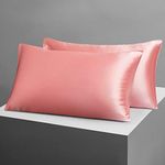 Candoury Satin Silk Pillowcase for Hair and Skin, Queen Size Set of 2 Pillow Cases, Soft Silky Pillow Covers 2 Pack with Envelope Closure (20x30, Blush)