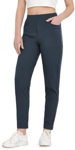 Bamans Womens Dress Pants High Waisted Work Business Skinny Leg Pants Office Slacks Casual Tummy Control Navy Blue Slim Fit Trousers