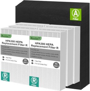 6 Pack HPA300 HEPA Filter Replacement R with 8 Pack Activated Carbon Filter A Compatible with Honeywell Air Purifier HPA 100/200/300 and 5000 Series, for Honeywell Air Purifier Filter Replacement