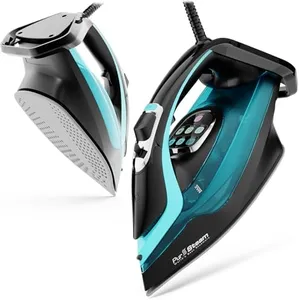 PurSteam SteamTech Elite 1750W Steam Iron, Digital Temp Control & LED Display, Ceramic Soleplate, Adjustable Steam, Self-Clean, Anti-Calc, Anti-Drip, Auto Shut-Off