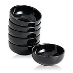 Swuut Ceramic Pinch Bowls,2.5 oz Mini Dip Bowl Set,Small Dipping Soy Sauce Side Dish,Set of 6 (Black)