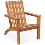 COSTWAY Adirondack Chair, All-weather Solid Acacia Wood Fire Pit Chair, Outdoor Armchair Garden Seat Patio Furniture for Deck Backyard (Natural)