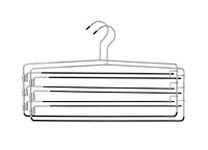 USTECH 4 Tier Skirts Pants with Non-Slip Adjustable Clips Hanger, Space Saving, Garments Organizer, Metal, Chrome | Pack of 2